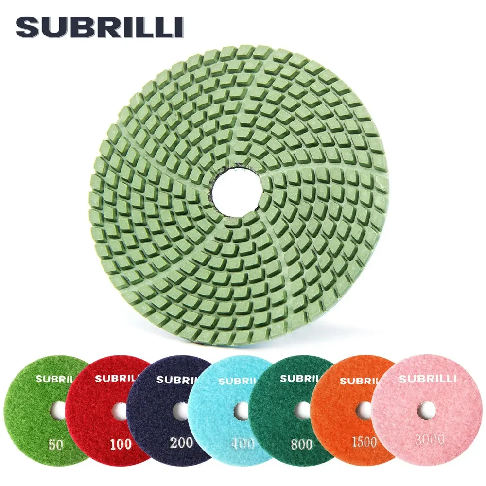 SUBRILLI 4inch Diamond Polishing Pad For Granite Marble Concrete 100mm Grinding Discs Abrasive Tool 1piece