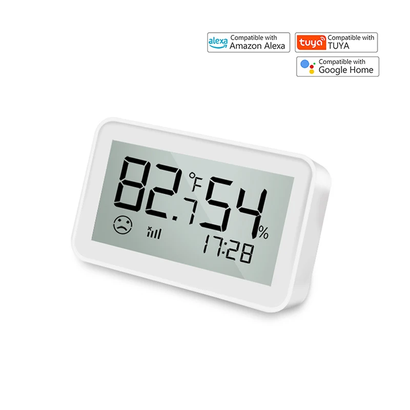 Tuya Smart Desktop Temperature Humidity Sensor With LCD Screen, App Remote Monitoring Smart Home Integra,Work With Alexa/Google