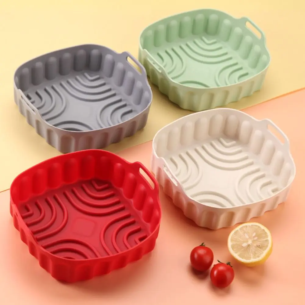 Square Silicone Air Fryer Liners Multi-color Non-stick Air Fryer Pot Baking Tray 7/8 Inch Air Fryer Inserts