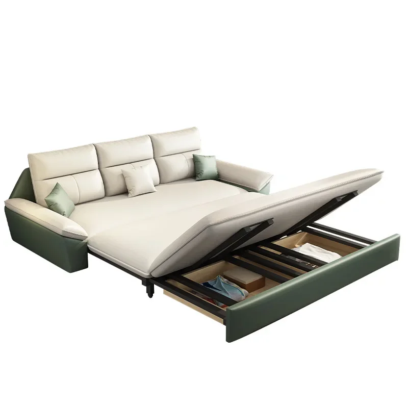 Leave-in technology cloth folding sofa bed multi-functional double sofa bed fabric rental house telescopic