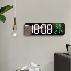Grande horloge murale numérique USB, affichage de la température et de l'humidité, mode nuit, horloge de table Snooze, réveil LED 12 H, 24H, 629 pouces