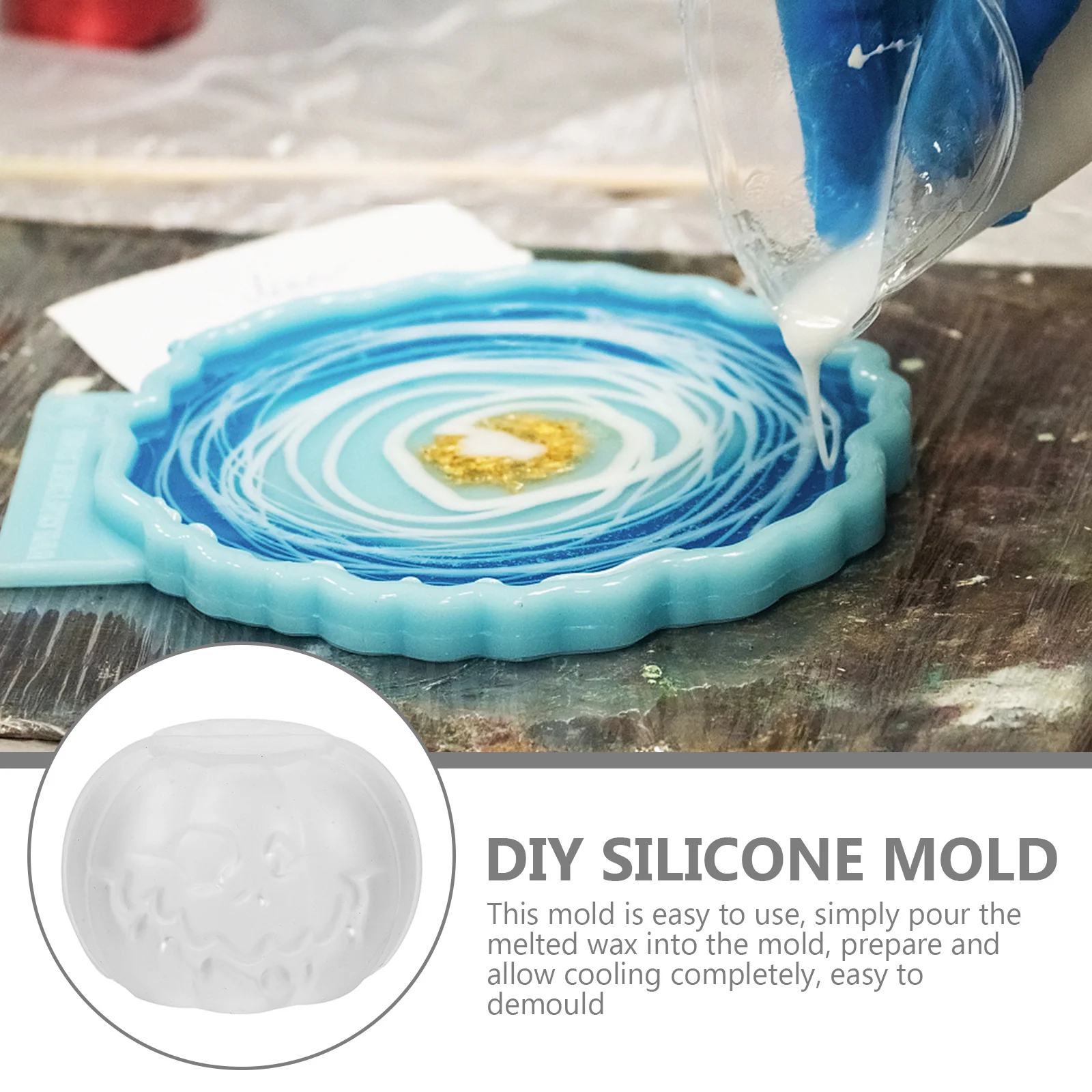 

Reusable Durable Silicone Halloween Pumpkin Mold Flexible DIY Mold for Scented Making Epoxy Craft