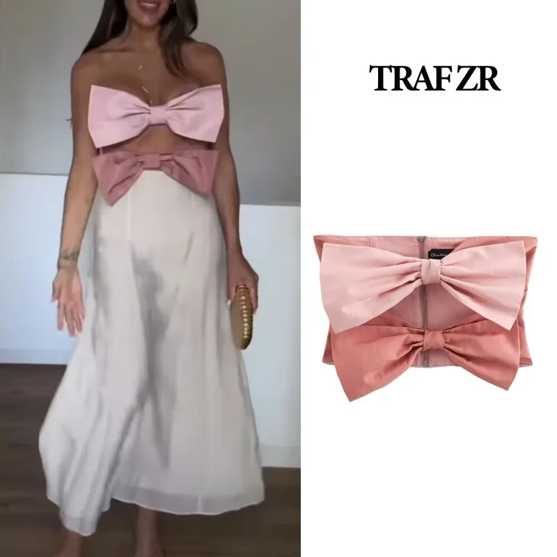 TRAF ZR Women's Tanks Lady Trend 2024 New in Sexy Vintage Comfortable Women's Luxury Casual Cozy  Youth Pink Summer Tanks