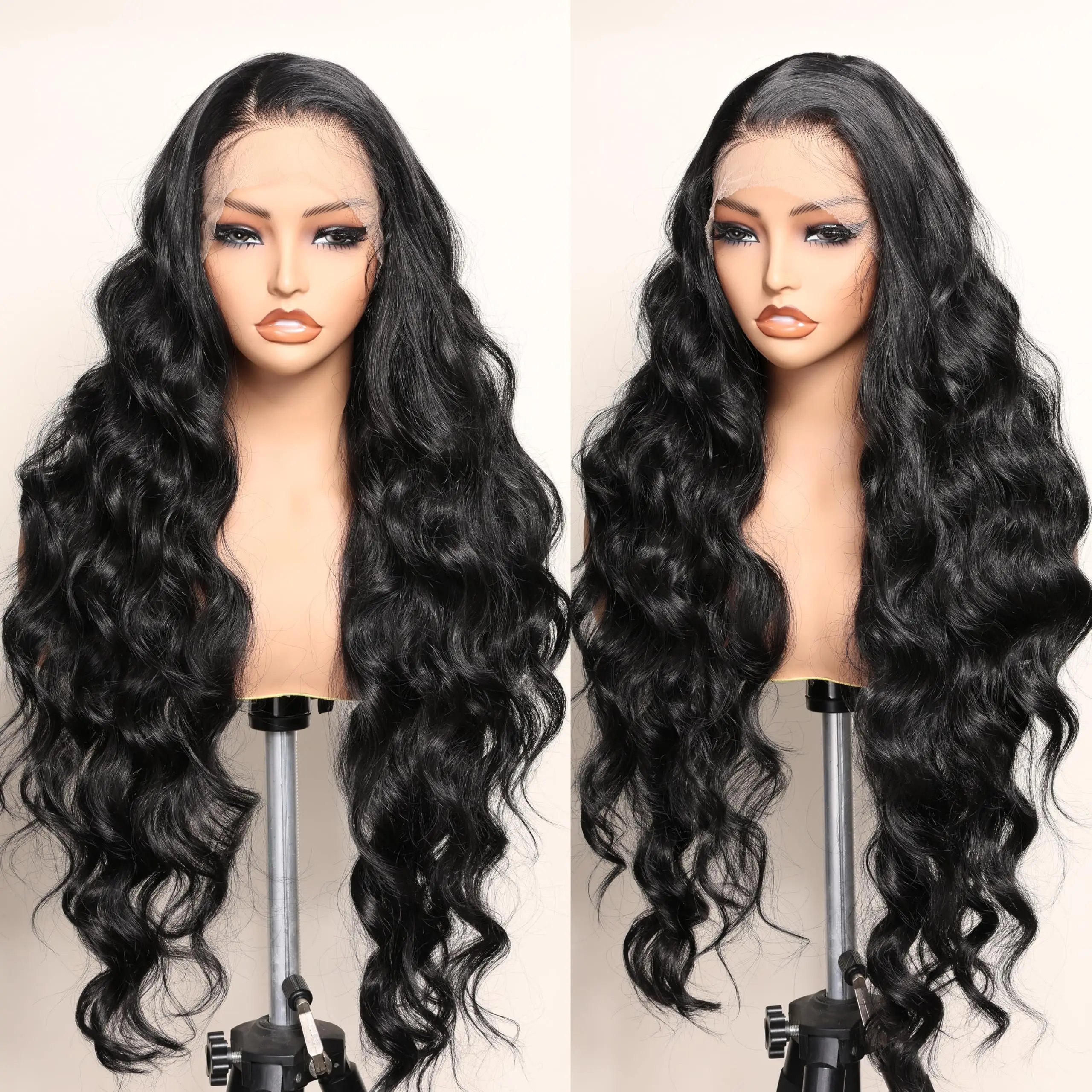 40 Inch Body Wave Lace Front Wig 13x6 200 Density Natural Black Brazilian Water Wave Human Hair Wigs For Women Pre Plucked Lace