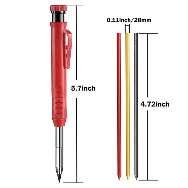 Woodworking Deep Hole Pencil Adjustable Carpenter Marking Metal Graphite Refill