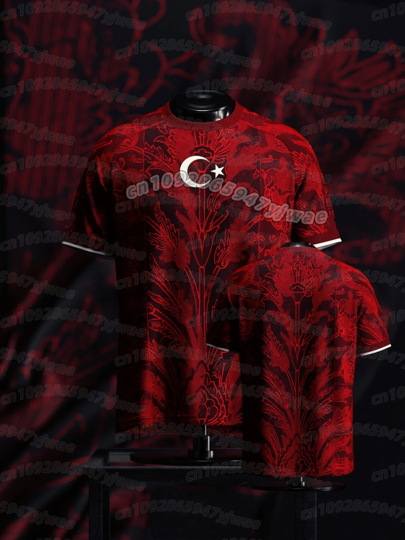 

26-27 Turkey Black&Red Special Edition Fans Soccer Jersey Lightweight Breathable Speed Drying footballjersey Men's wome T-Shir