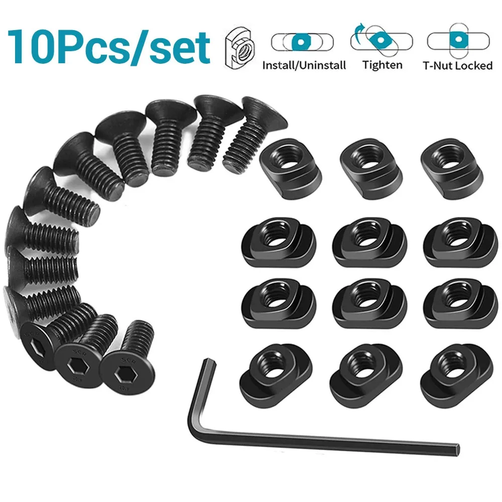 10Pcs Rail Screws and Nuts Replacement Rails T-Nut Screw Replacement Set for Handguard Rail Sections Hunting Gun Accessories