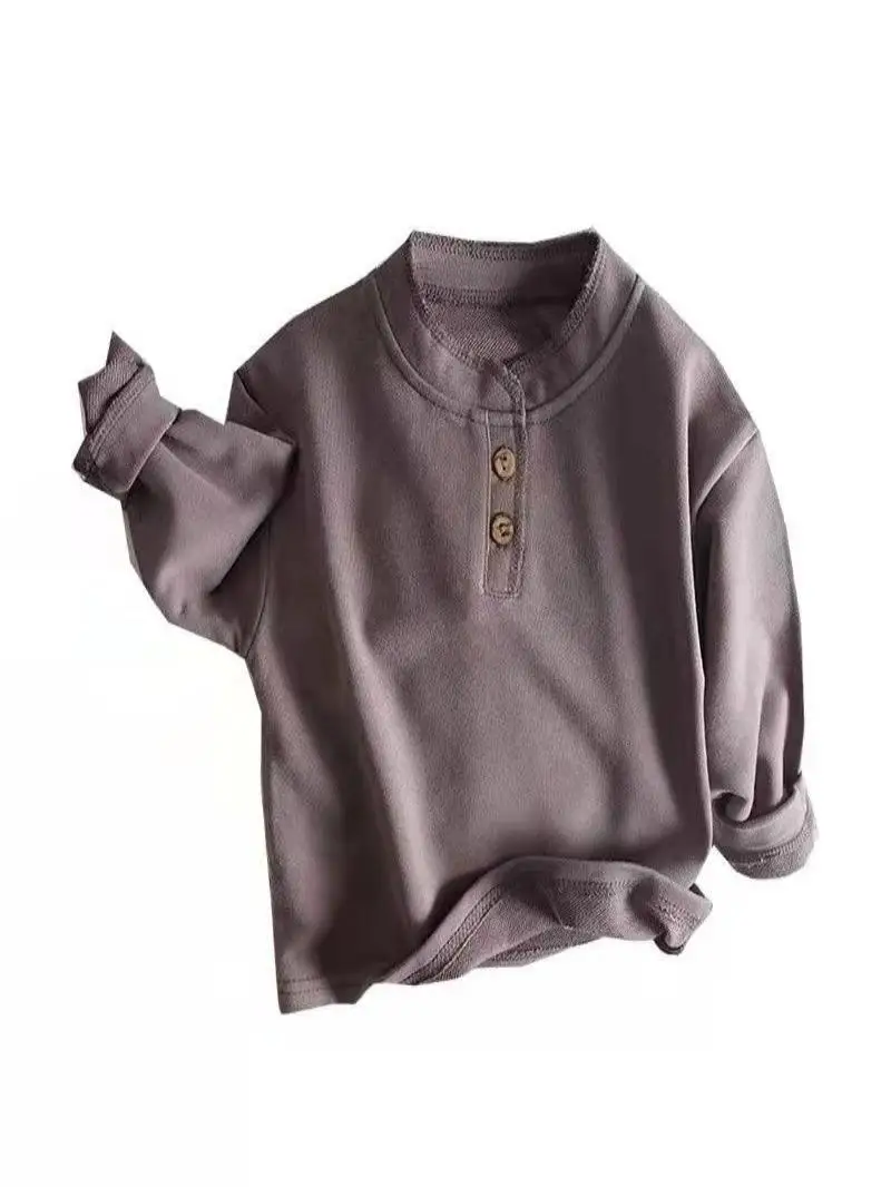 New 2026 Korean Style Baby Long Sleeve T-Shirt Spring Autumn Casual Soft Breathable Sweatshirt Material Male Female Children