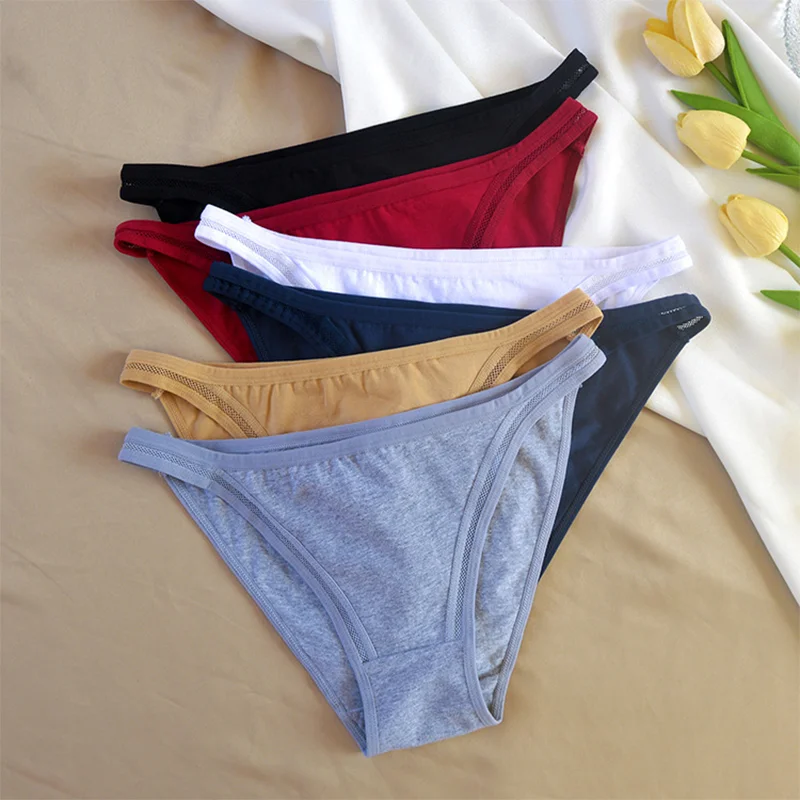 3 Teile/satz Frauen Baumwolle Höschen Weibliche Mesh Unterhose Einfarbig Bikini Briefs Unterwäsche Damen Sexy Panty Mädchen Dessous