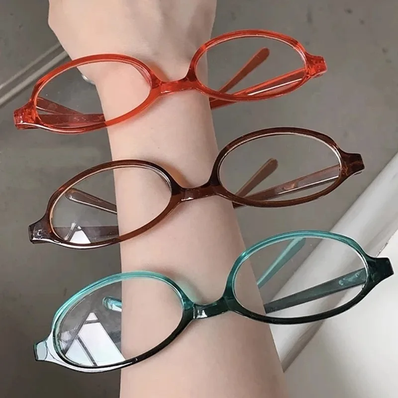 Tint Green Oval Glasses Retro Anti Blue Light Hot Girl Y2K Street Seaside Style Women Red Green cornice in vetro trasparente