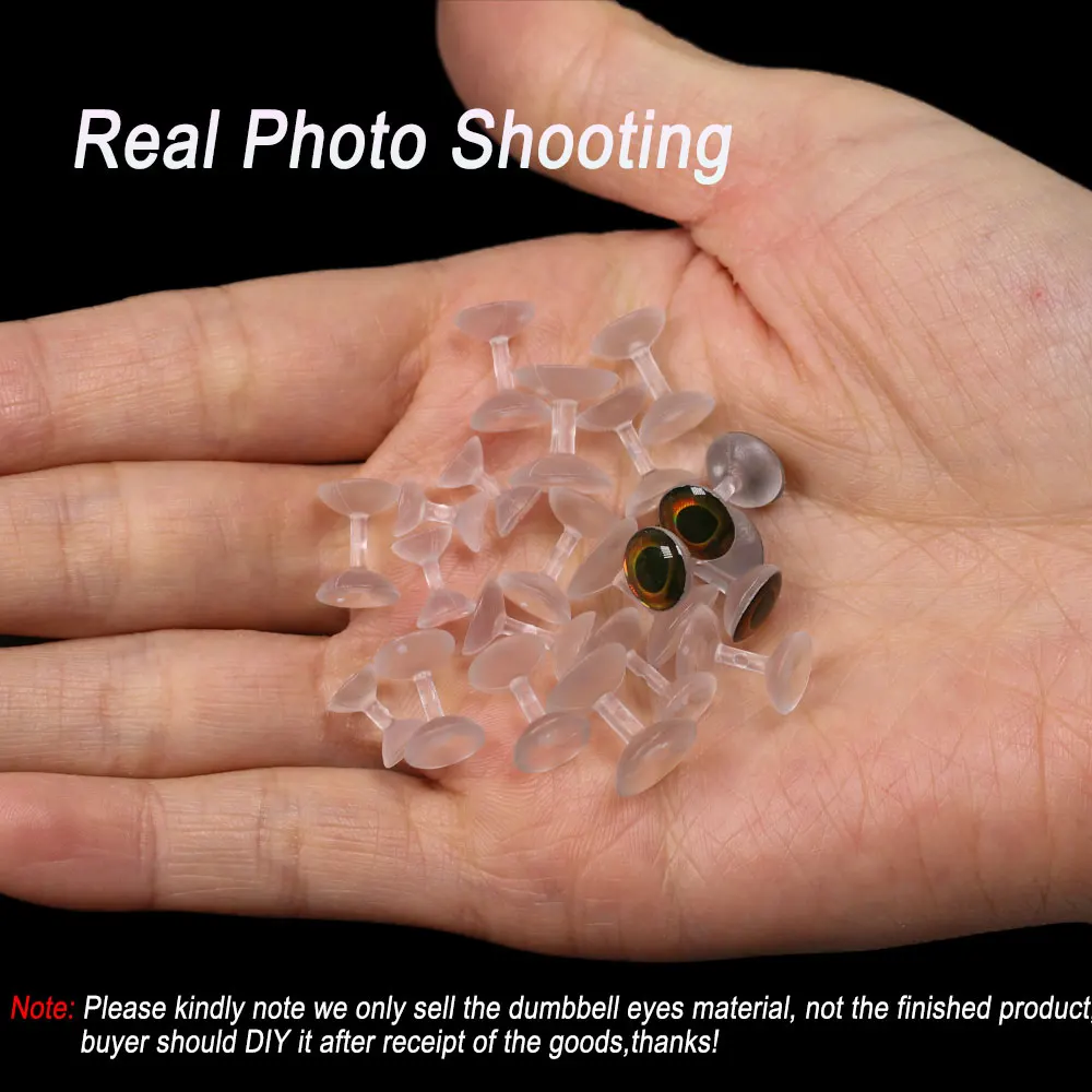 ICERIO 30PCS Fishing Fly Tying Weightless Dumbbell Eyes Material 6mm 8mm 10mm 3D Realistic Resin Eyes Fly Tying Materials DIY