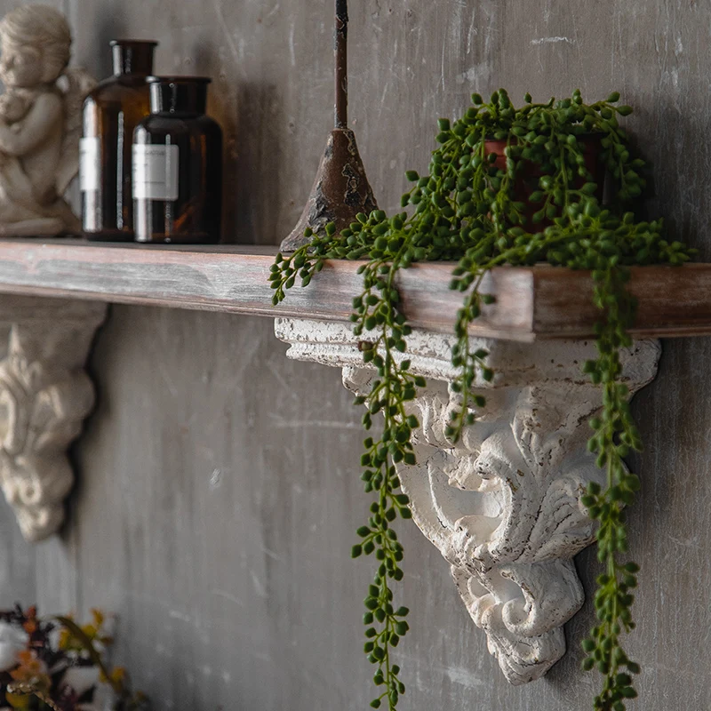 Factory Direct 2026 Long 120cm Wall Shelf, Vintage Pine Veneer and Magnesium Oxide, Ornate Floating Shelf for Living Room