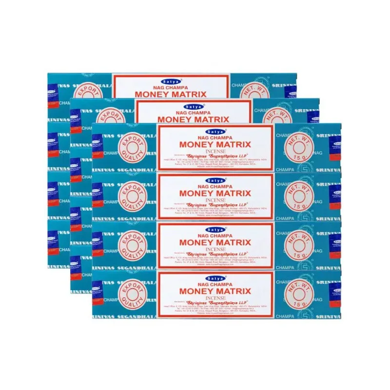 4 Boxes MONEY MATRIX Incense Sticks - Mixed Flavor Satya Handmade Sandalwood/Lavender/BLACK OPIUM/PALO SANTO/Super Hit/NAGCHAMPA
