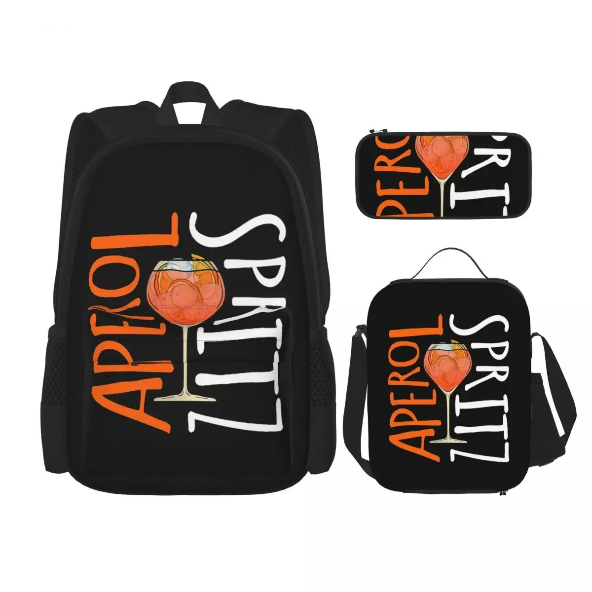 Aperol Spritz Rucksäcke Jungen Mädchen Bücher tasche Studenten Schult aschen Cartoon Kinder Rucksack Lunch Bag Stift Tasche dreiteiliges Set