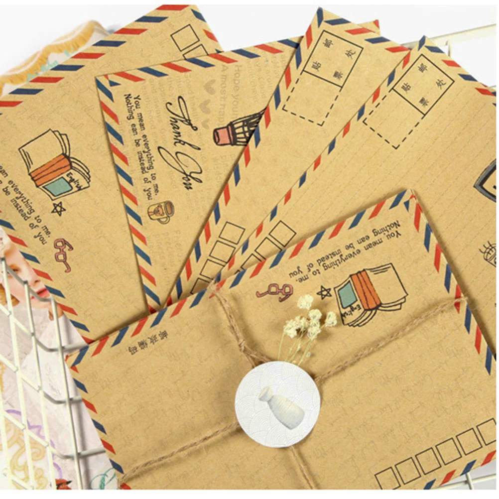 8 Stuks Vintage Kraft Klassieke Enveloppen Luchtpost B6 Mini Enveloppen Post Foto Brief Geschenken Opslag Kantoor Schoolbenodigdheden (Willekeurige S