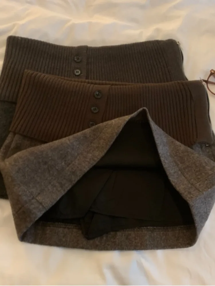 

Юбка А-силуэта с высокой талией для женщин, весенне-осенняя, теплая, удобная, непрозрачная, для прогулок, с одной пуговицей