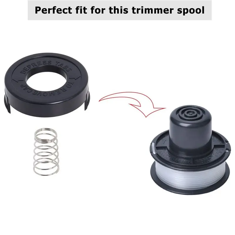 (CNIM) 4PCS 682378-02 Spool Cover Cap with Spring Compatible with Black + Decker GLC12 GL250 GL310 GL360 Strimmer Replacement