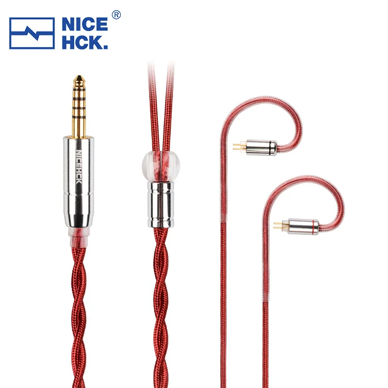 NICEHCK RedAg 4N Pure Silver+High Conductivity Copper HiFi Earphone Coaxial Cable 3.5/2.5/4.4mm MMCX/QDC/2Pin for Zero LAN DB2