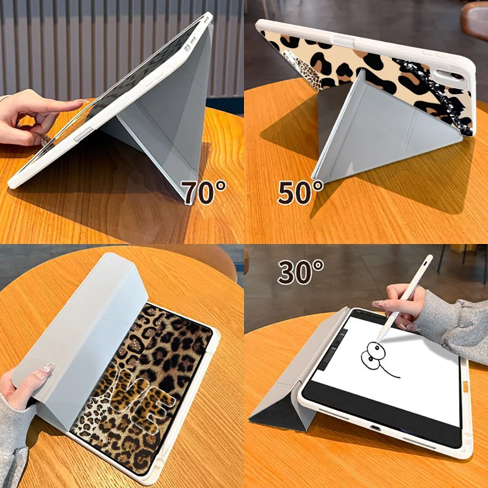 Lip Print Leopard Tablet Case For iPad Mini 7 6 5 11th 9th Pro M4 13 2025 2026 10th Gen 12th Air 8 M2 M3 3 With Pen Slot Cover