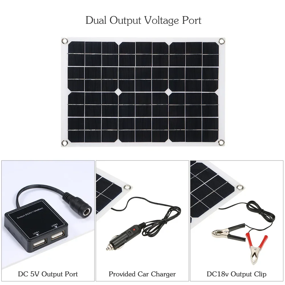 1200W Solar Panel 12V Battery Charger Dual USB With 10A-100A Controller Solar Cell Outdoor Camping for Phone Car Yacht RV Hiking