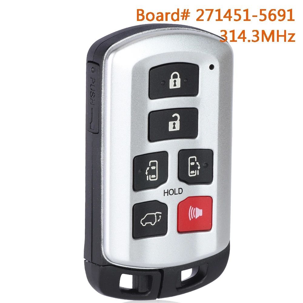 

KEYECU 271451-5691 314.3MHz Smart Remote Key Fob for Toyota Sienna 2011 2012 2013 2014 2015 2016 2017 2018 2019 2020 HYQ14ADR