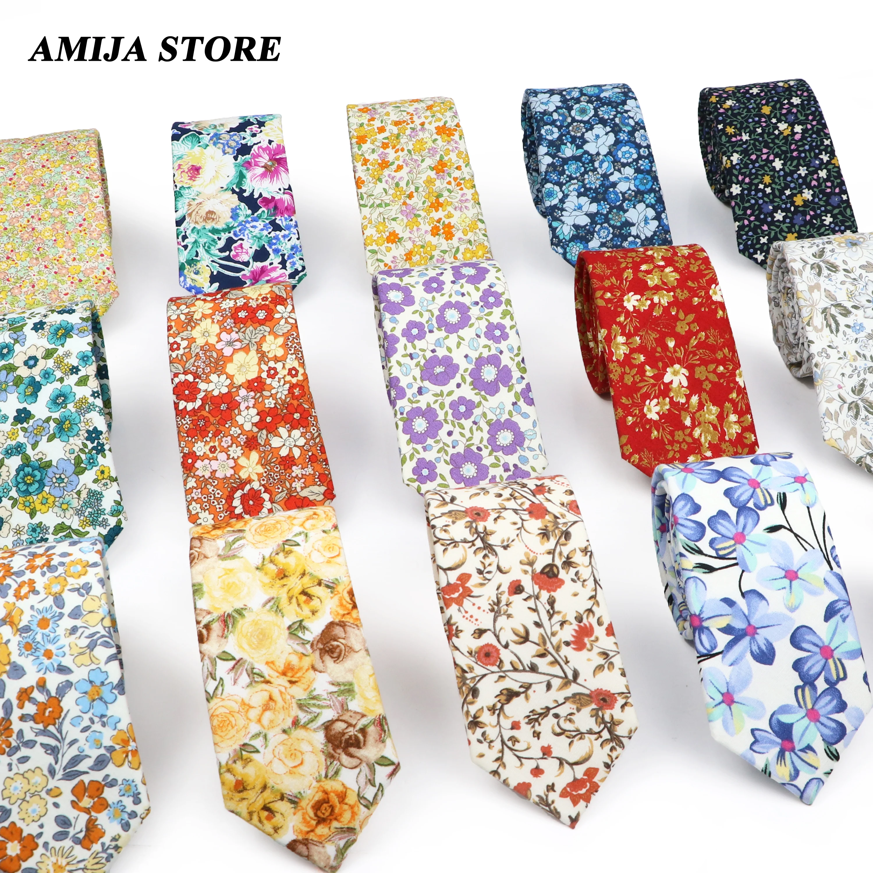 Brand New Cotton Floral Tie For Men Women Skinny Print Necktie For Wedding Casual Man's Neckties Classic Suits Flower Cravat