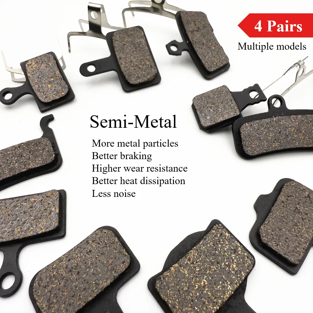 4 Paar Halbmetall-Scheibenbremsbeläge für E-Scooter, Mountainbike und Rennrad für Shimano B01S Deore Sram Level Code Guide Magura Xiaomi