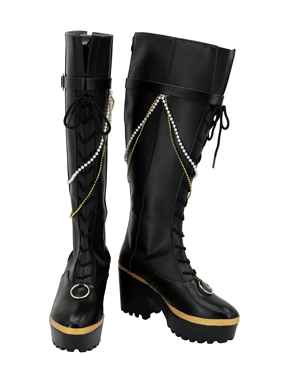 CosplayLove Gra Ensemble Stars Hakaze Kaoru Czarne Buty Cosplay Długie Kozaki Skórzane Świąteczne Szyte na Miarę