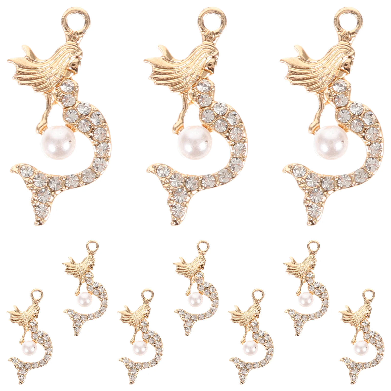 

10 Pcs Charm Necklace Mermaid Pendant For Earring DIY Pendants Earrings Decors Vintage Golden Hanging Charms Miss