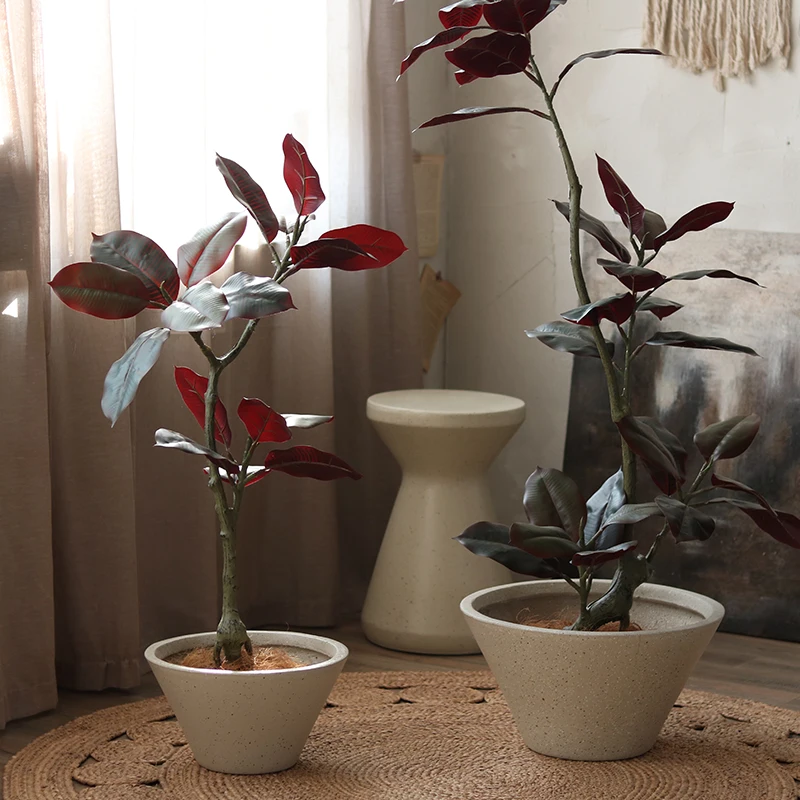 Black Gold Just Rubber Tree Simulation Plant Green Plant Pot Fake Tree Decoration Floor Decoration Home Accessories  Fake Plant