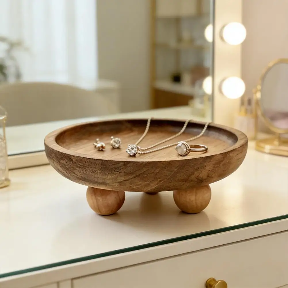 Mini Bamboo Wooden Oval Tray For Dessert Candle Key Storage Aromatherapy Ornament Tray Creative Coffee Cup Pad Coaster Plate