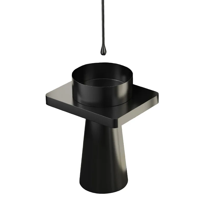 Stainless Steel Circular Washbasin Black Pillar Style Washbasin Floor Mounted Washing Sink For Home Apartment