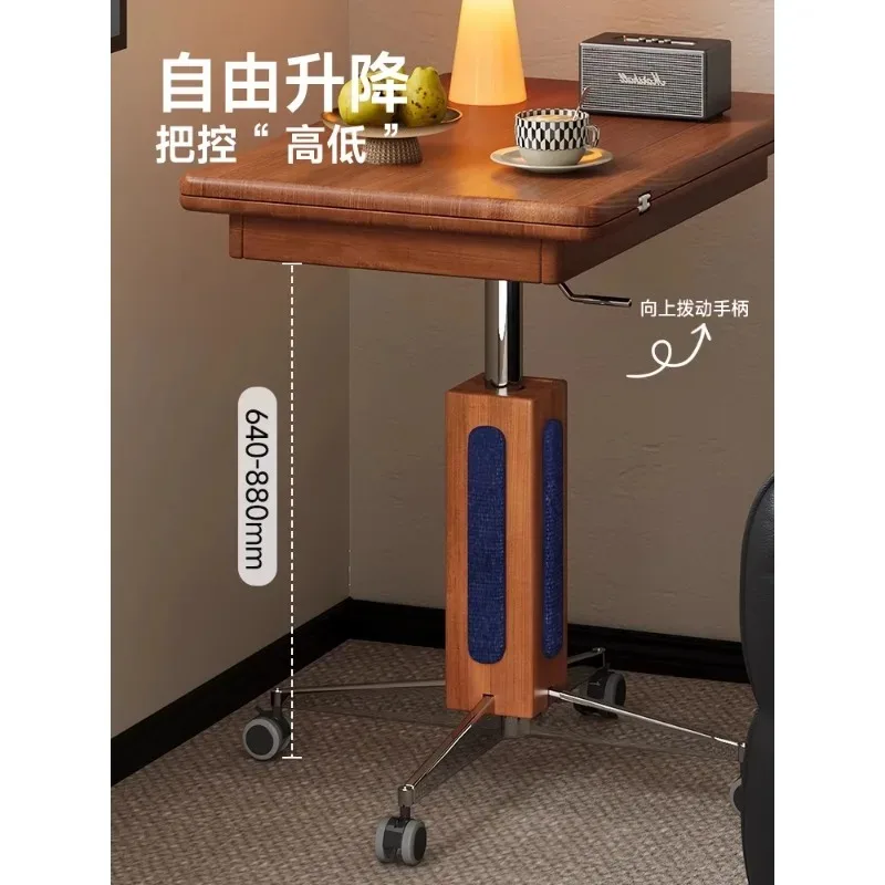 Medieval solid wood lifting coffee table can be moved