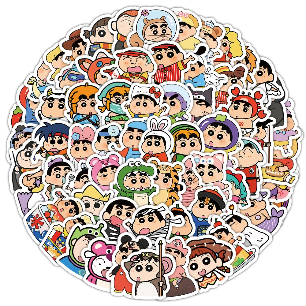 100pcs New Style Crayon Shin-chan Personalized Creative Mobile Phone Skateboard Refrigerator Decoration Stickers