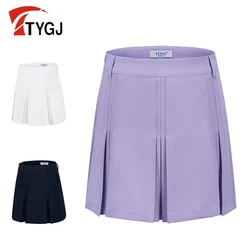 TTYGJ Spring and Autumn Golf pleated midi skirt with high waist and A-line anti glare design simple and fashionable sports skirt