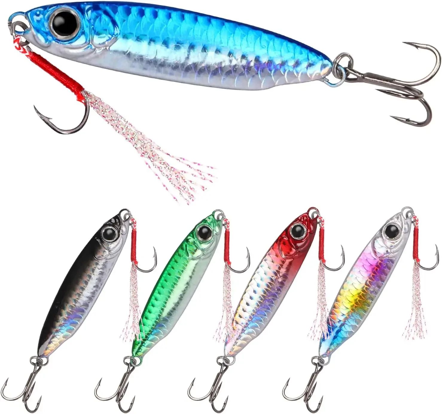 Saltwater Jigs Fishing Lures with Ultra-Sharp Hooks, Saltwater Spoon Lure for Tuna Salmon Grouper, Sea Fishing Jigging Lure,