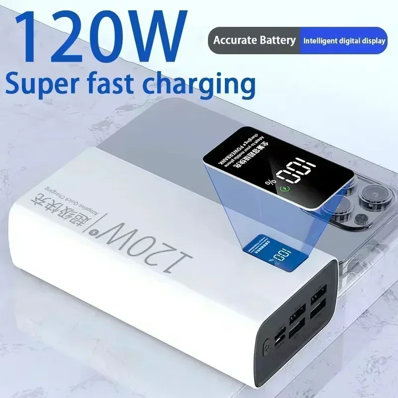 200000 mAh Power Bank 120W Super Fast Charging 100% Sufficient Capacity Portable Battery Charger For iPhone Xiaomi Huawei