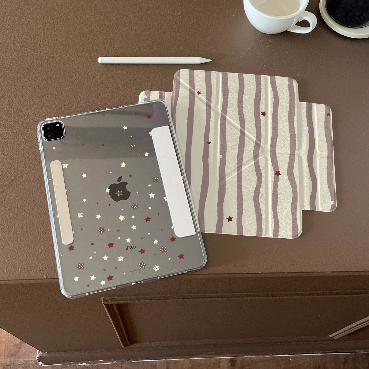Brown Full Screen Stripe Y2K Cover For iPad Pro 13 11th M5 M4 12.9 A16 10 8 7 9th 10th Air 11 M2 M3 Mini Separation Tablet Case