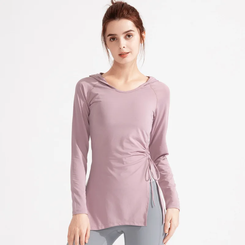 Sports Top Woman Gym Shirt 2025 Long Sleeve Yoga Clothes Pilates Sportswear Hooded Fitness T-shirts Yoga Wear Running Blouses