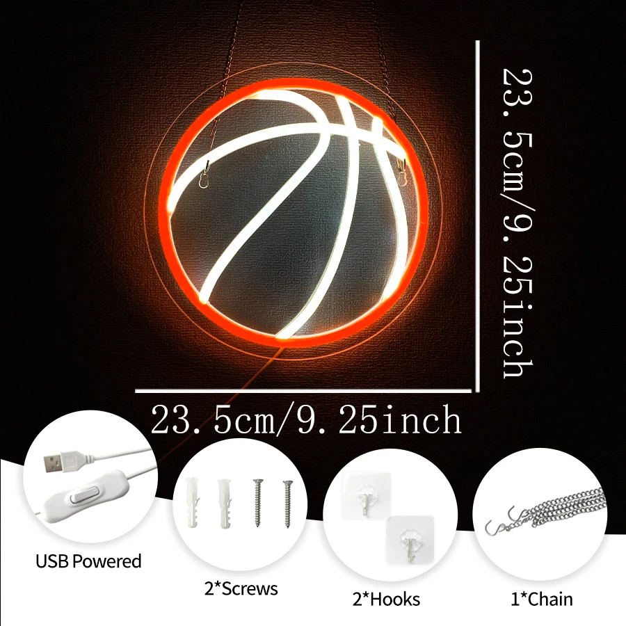 Basketball Led Neon Sign Wall Decor, Used For Basketball Club Bedroom Game Room Man Cave University Dormitory Art Wall Lamp.
