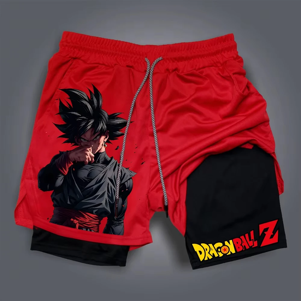 Dragon Ball Z Training Shorts Classic Goku Battle Pose Right Side Logo Text Adjustable Drawstring Waist Gym Wear view 3