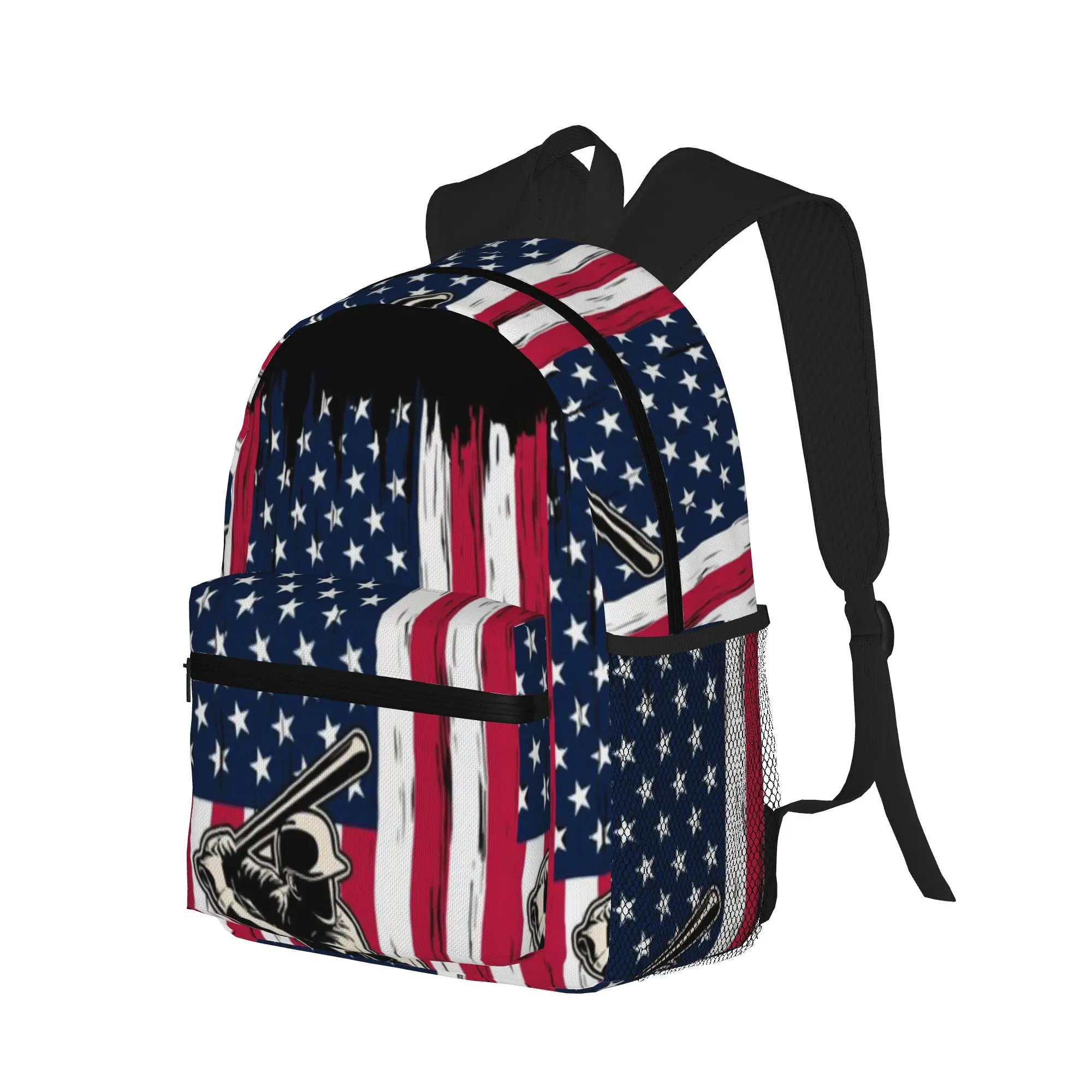 USA Baseball Flag - Funny American Vintage logo  Casual Backpack for Students and Adults Travel backpack
