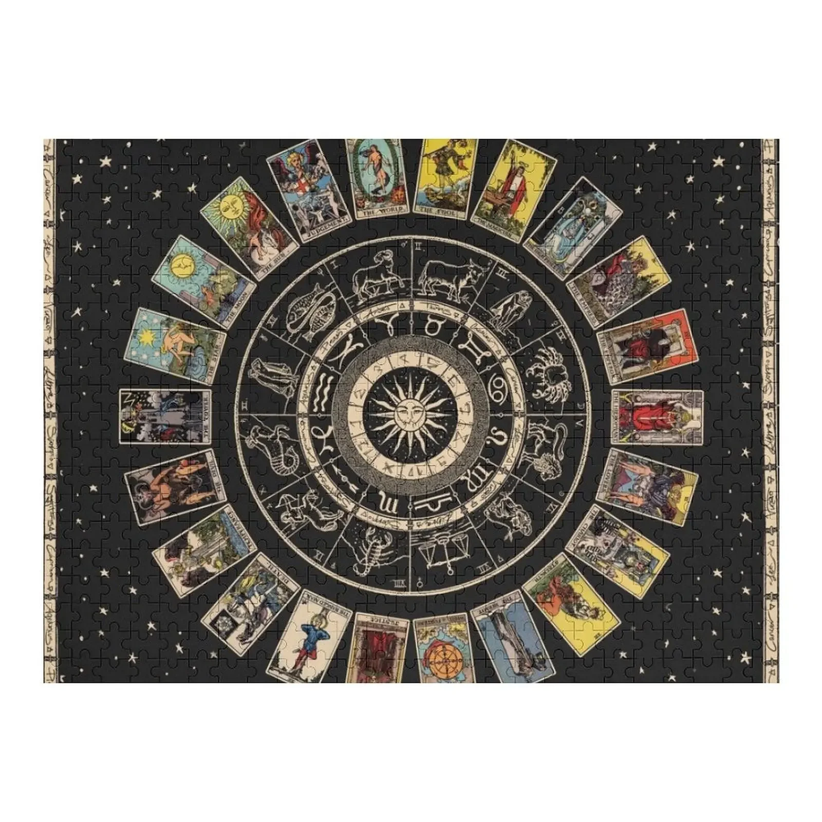 

Wheel of the Zodiac, Astrology Chart and the Major Arcana Tarot Jigsaw Puzzle Personalized Gift Personalized Toy Puzzle