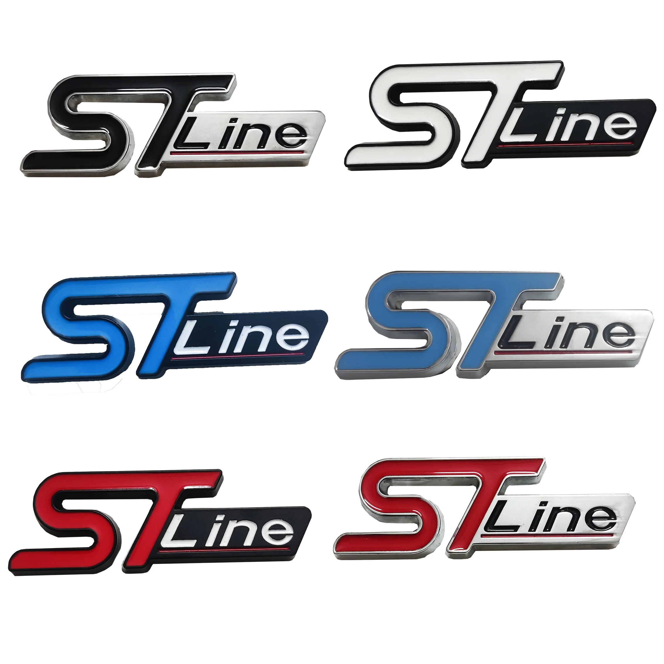 ST-Line metal automotive stickers for the middle grille, rear and fender, applicable to Ford Focus, Mondeo, Edge and Explorer