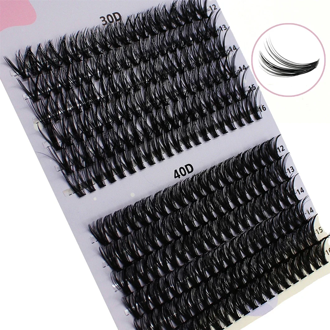 DIY Eyelash Extension Kit 240pcs Individual Lashes Cluster 30D40D 8-16mm Mix Lash Clusters Bond and Seal and Lash Applicator