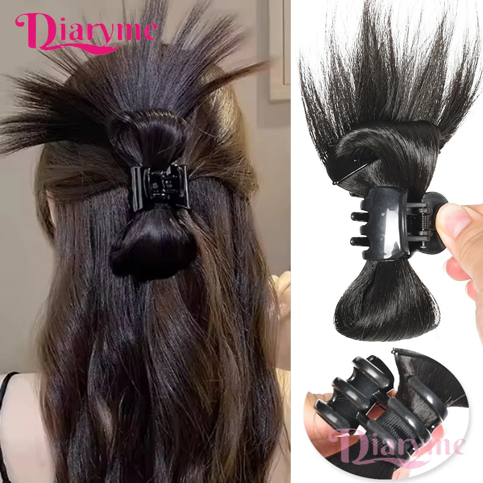 

Синтетический парик в стиле до половины, грязный пучок, на клипсе, стильный бант, пучок в форме полуапа, наращивание волос в хвосте, подходит для женской повседневной носки