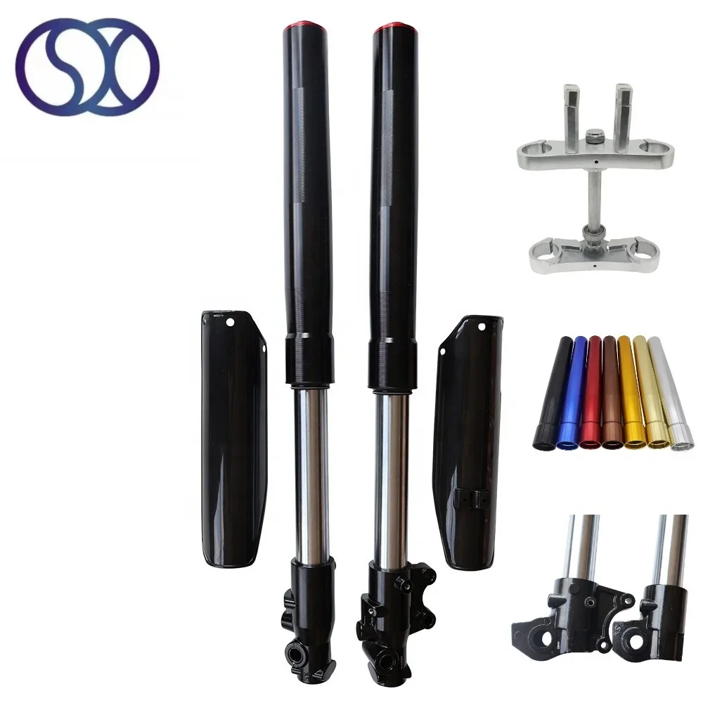 Inverted Hydraulic Front Shock Absorber 45-48mm Motorcycle Front Fork 10 Colors Optional With Triple Clamp And Guard