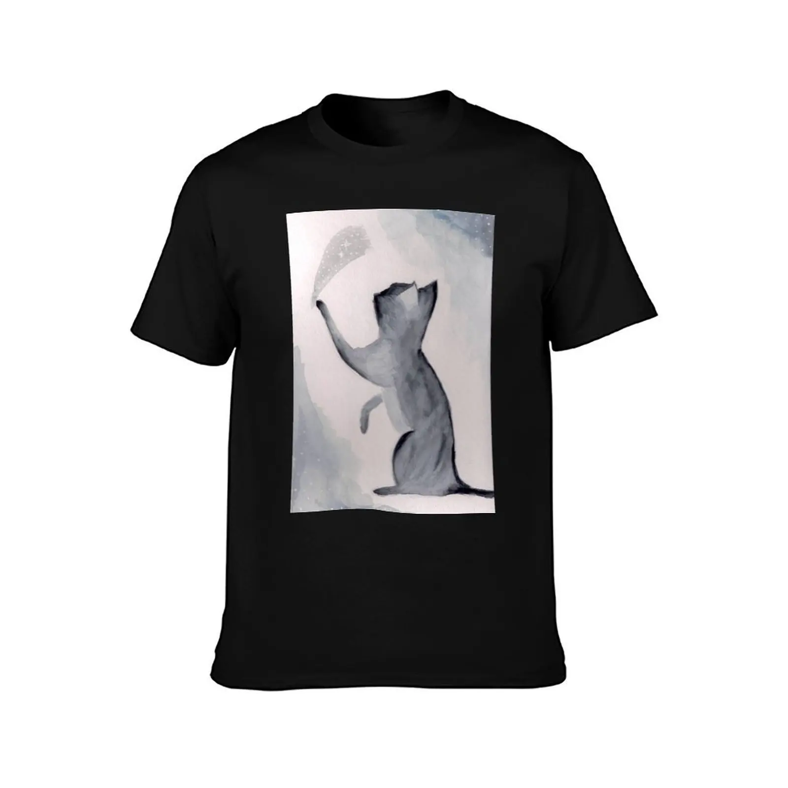 Constellation Cat T-Shirt Summer Casual Cotton Tee Oversized Streetwear Tops Vintage Graphic Print Loose Fit Short Sleeve