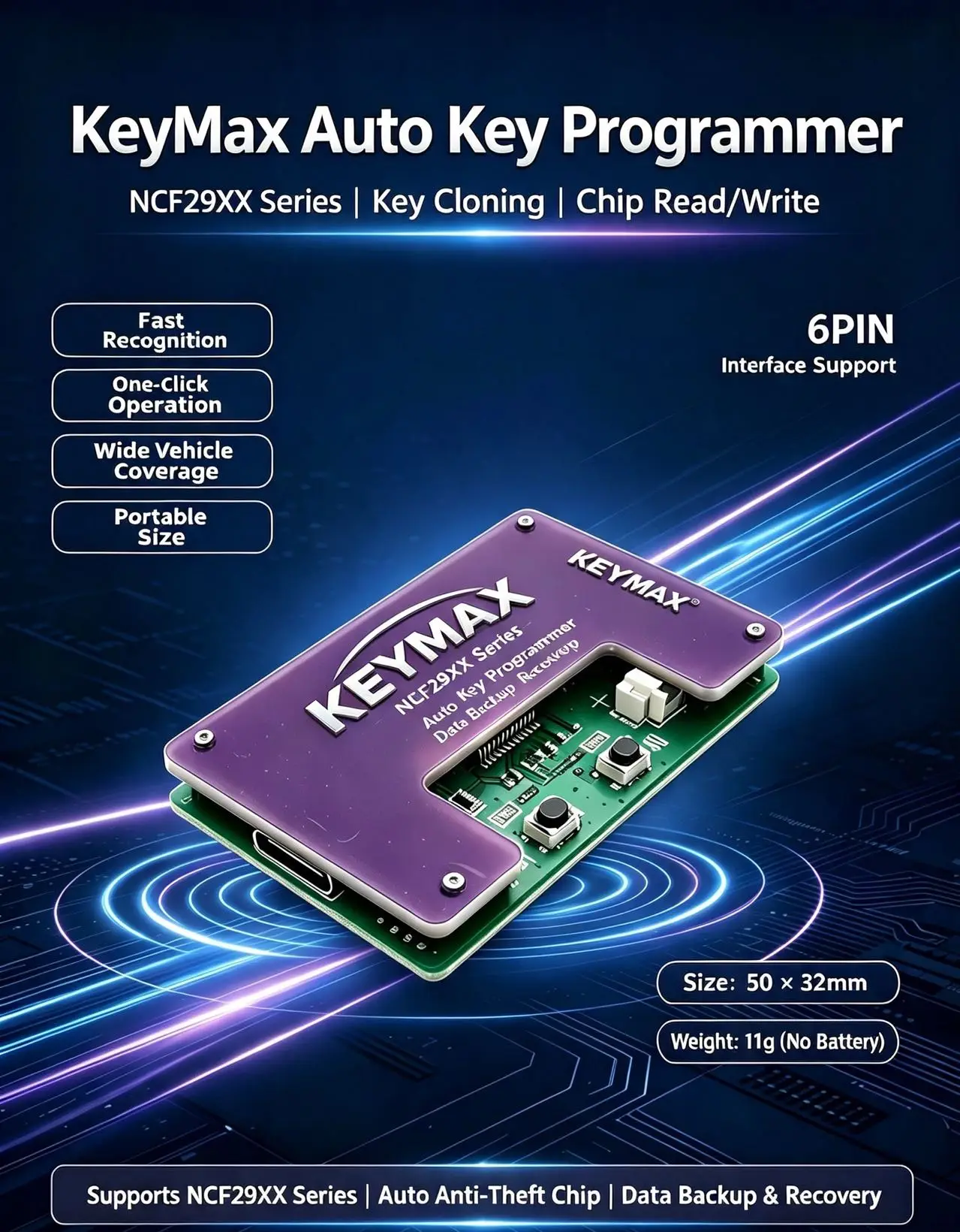 KEYMAX For NXP Unlimited Tool For NXP Killer NCF29XX Chip Car Key Add For BMW/Cadillac/Dodge/Peugeot/Toyota/Hyundai/Kia and More