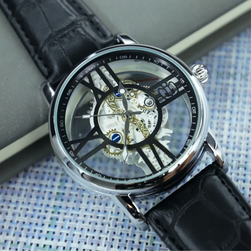 NEPIC Skeleton Dial Business Top Original Watches Mens Creative Design Brand Watch Steel Gold AAA Clock Relogio Masculino